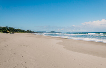 Fototapeta na wymiar Panoramic photography on one of the most beautiful beaches in Brazil practically deserted and great for walking.