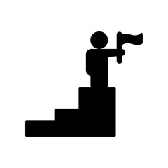 championship podium icon and people with flag. champion, winner. simple illustration. Editable stroke. Design template vector