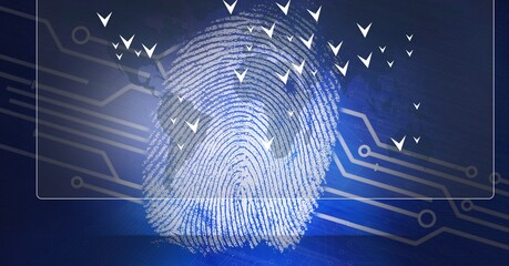Composition of biometric fingerprint, digital data processing and computer circuit board