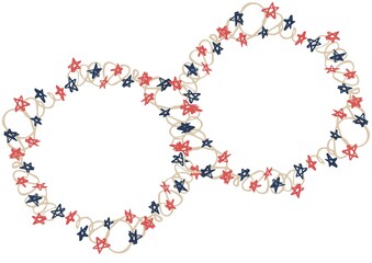 Composition of two frames with american flag stars and colours with copy space on white background