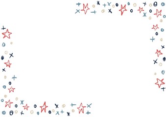Composition of frame with american flag stars and colours with copy space on white background