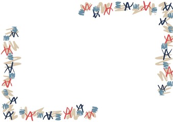 Composition of frame with american flag shapes and colours with copy space on white background