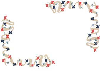 Fototapeta premium Composition of frame with american flag stars and colours with copy space on white background