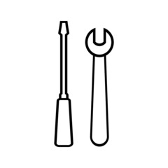 Service tool icon. Isolated flat gear symbol on white background