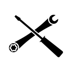 Service tool icon. Isolated flat gear symbol on white background