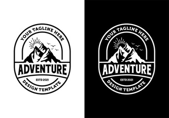 Mountain adventure badge logo design template inspiration