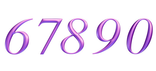 3d alphabet, pink numbers 67890