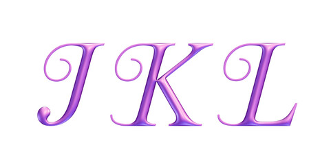 3d alphabet, uppercase pink letters j k l
