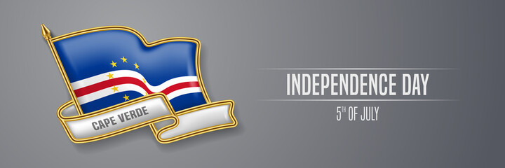 Cape Verde happy independence day greeting card, banner vector illustration