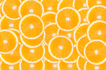 Background of many slices of oranges