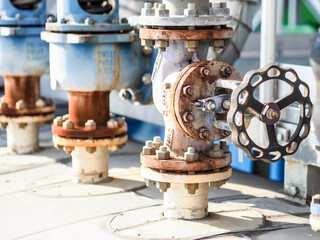 Manual valve of HRSG boilers systems (Heat recovery steam generator) in Combined-Cycle Co-Generation Power Plant.