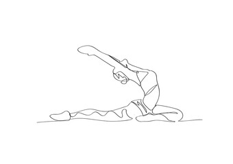 Continuous One Line Drawing Of Woman Doing Yoga. Vector Illustration Minimalism 