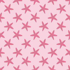 Pink Polka Dot Starfish Seamless Pattern Background