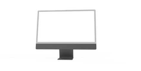 Realistic flat screen computer monitor 3d style mockup with blank screen isolated 3d