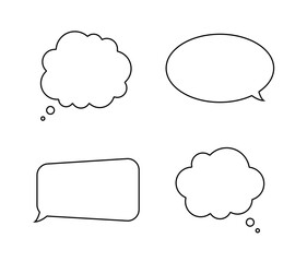 Set of dialog cloud on white background. White blank speech bubbles. Vector Illustration isolated.