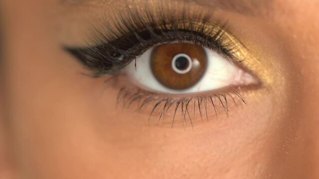 Cropped View Of African American Woman With False Eyelashes Looking At Camera