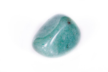 Macro mineral stone aventurine green on white background