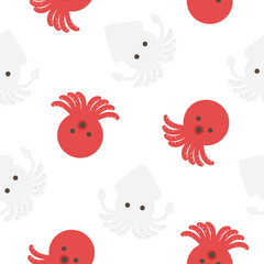 タコとイカ　シームレスパターン