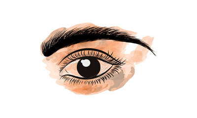 Watercolor eye, vector, female eye with watercolor.
