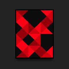 Red Poster in Swiss Style with Geometric Ornament. Vector illustration