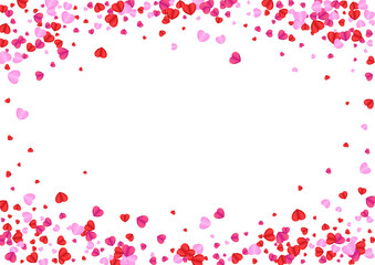 Fototapeta na wymiar Violet Confetti Background White Vector. Love Texture Heart. Pink Sweetheart Backdrop. Tender Heart Wallpaper Illustration. Red Romance Pattern.