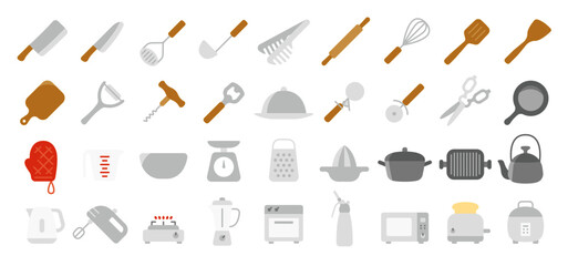Kitchen Utensils and Tool Icon Set - obrazy, fototapety, plakaty