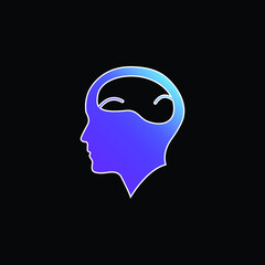 Bald Man Head With Brain blue gradient vector icon
