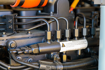 Internal details of portable compressors close-up
