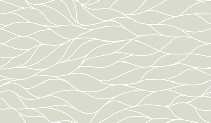 Vector organic pattern. Seamless texture of plants drawn lines. Stylish leaves light grey background. Modern wallpaper or textile print - 438835862