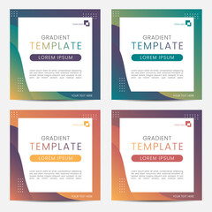 Set of gradient square banner template