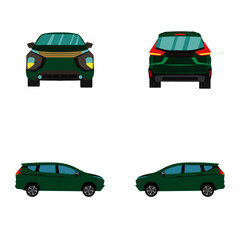 set of green suv on white background - 438837643