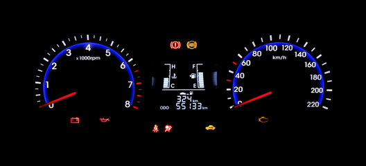 Speedometer isolated on black background