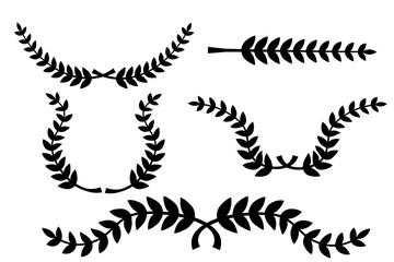 Set of Floral, Laurel Wreath Border, For Your Design Element, Isolated on White
