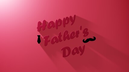 3D illustration graphics of text Happy Father's Day poster or banner template with shadow, on a red background.