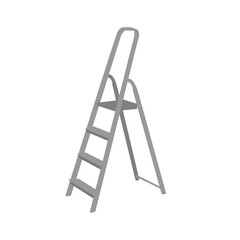 Aluminum stepladder isolated on white background. Household equipment