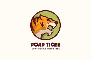 Roaring Tiger Wild Animal Mascot Character Logo Template