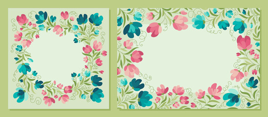 Summer flowers - vector frame, poster, banner, card, template. Summer mood. Hello summer