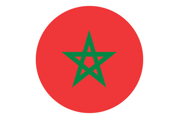 Circle flag vector of Morocco on white background.