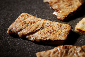 Grilled tuna, grilled tuna on a stone plate