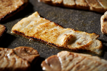 Grilled tuna, grilled tuna on a stone plate