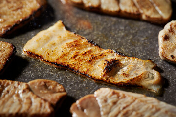 Grilled tuna, grilled tuna on a stone plate