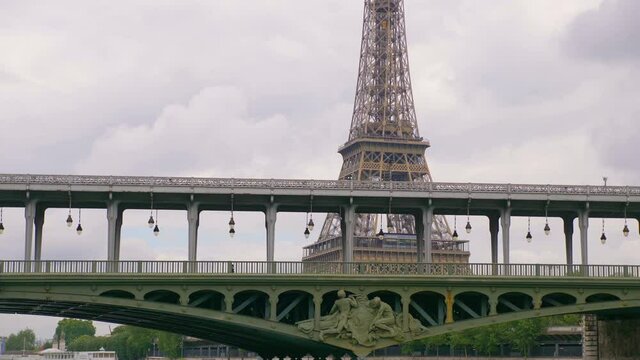 Ship POV on Eiffel tower in Paris in 4k slow motion 60fps
