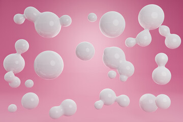 Balls abstract illustration. Realistic 3d background with organic spheres 3D render.