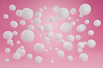Balls abstract illustration. Realistic 3d background with organic spheres 3D render.
