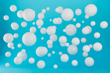 Balls abstract illustration. Realistic 3d background with organic spheres 3D render.