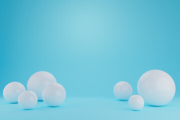 Balls abstract illustration. Realistic 3d background with organic spheres 3D render.