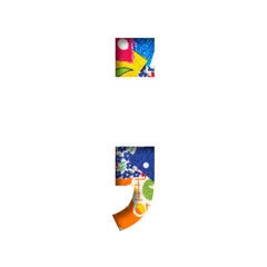 Handicraft or creative font. Punctuation marks dot and comma cut out of paper on the background of...