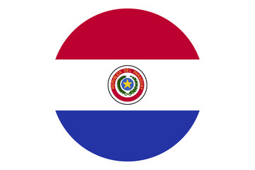 Circle flag vector of Paraguay on white background.