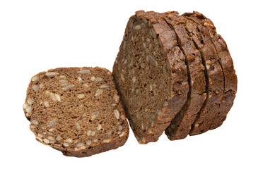 dark bread with cereals isolated on white.The entire image is sharpness.