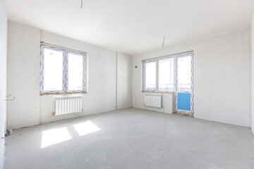 interior of the apartment without decoration in gray colors